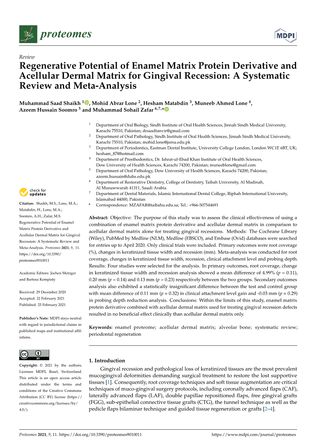 Regenerative Potential of Enamel Matrix Protein Derivative and Acellular Dermal Matrix for Gingival Recession: a Systematic Review and Meta-Analysis