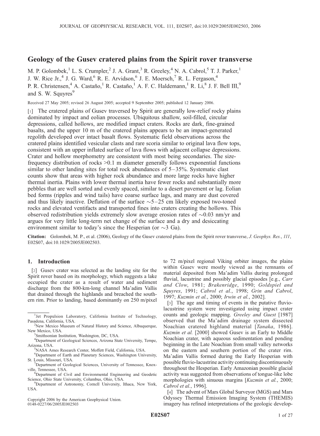 Geology of the Gusev Cratered Plains from the Spirit Rover Transverse M