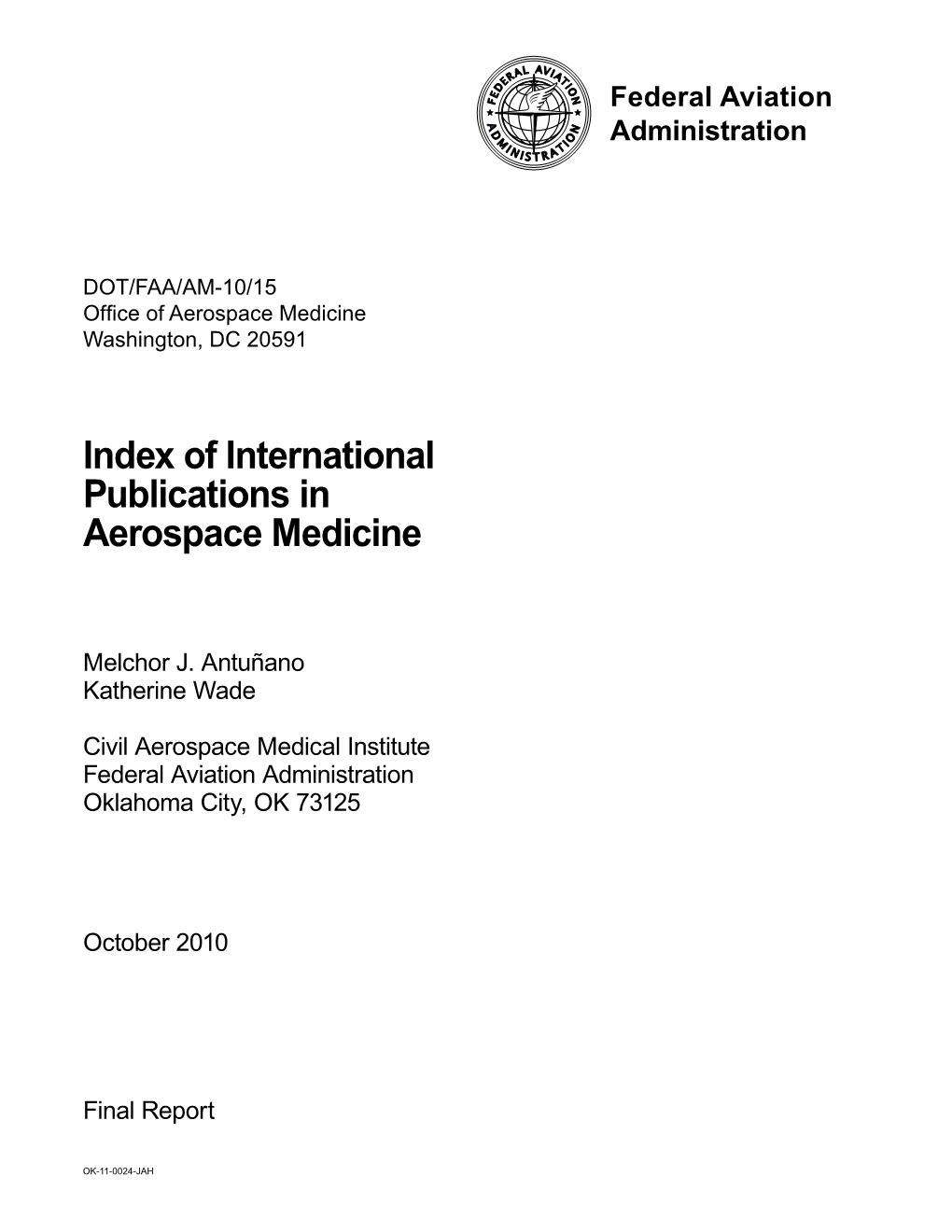 Of International Publications in Aerospace Medicine