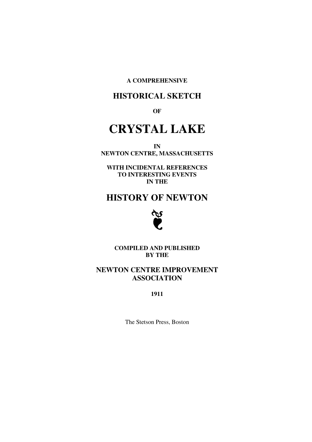 1911 Crystal Lake Booklet