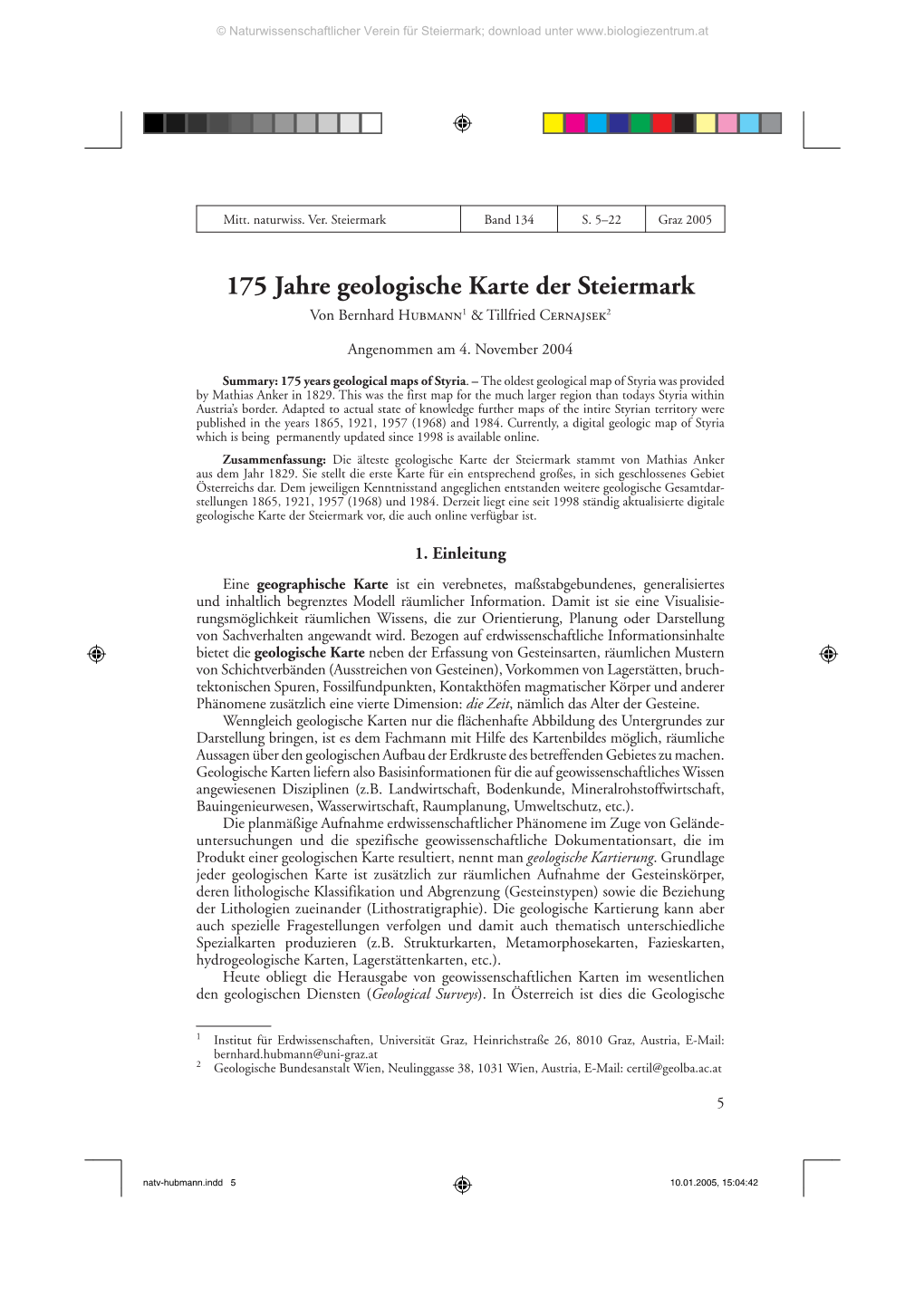 175 Jahre Geologische Karte Der Steiermark Von Bernhard Hubmann1 & Tillfried Cernajsek2