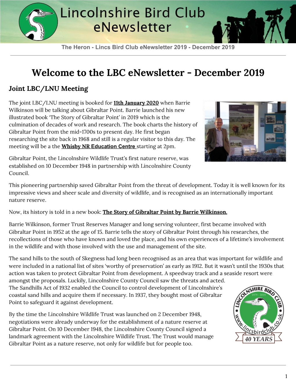 The LBC Enewsletter - December 2019