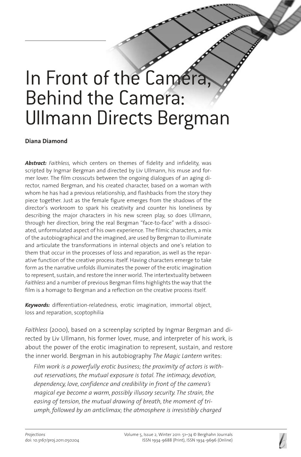In Front of the Camera, Behind the Camera: Ullmann Directs Bergman