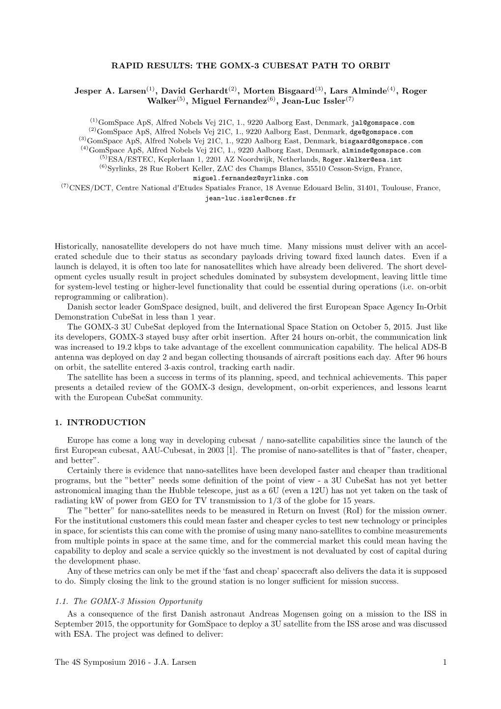 Rapid Results: the Gomx-3 Cubesat Path to Orbit