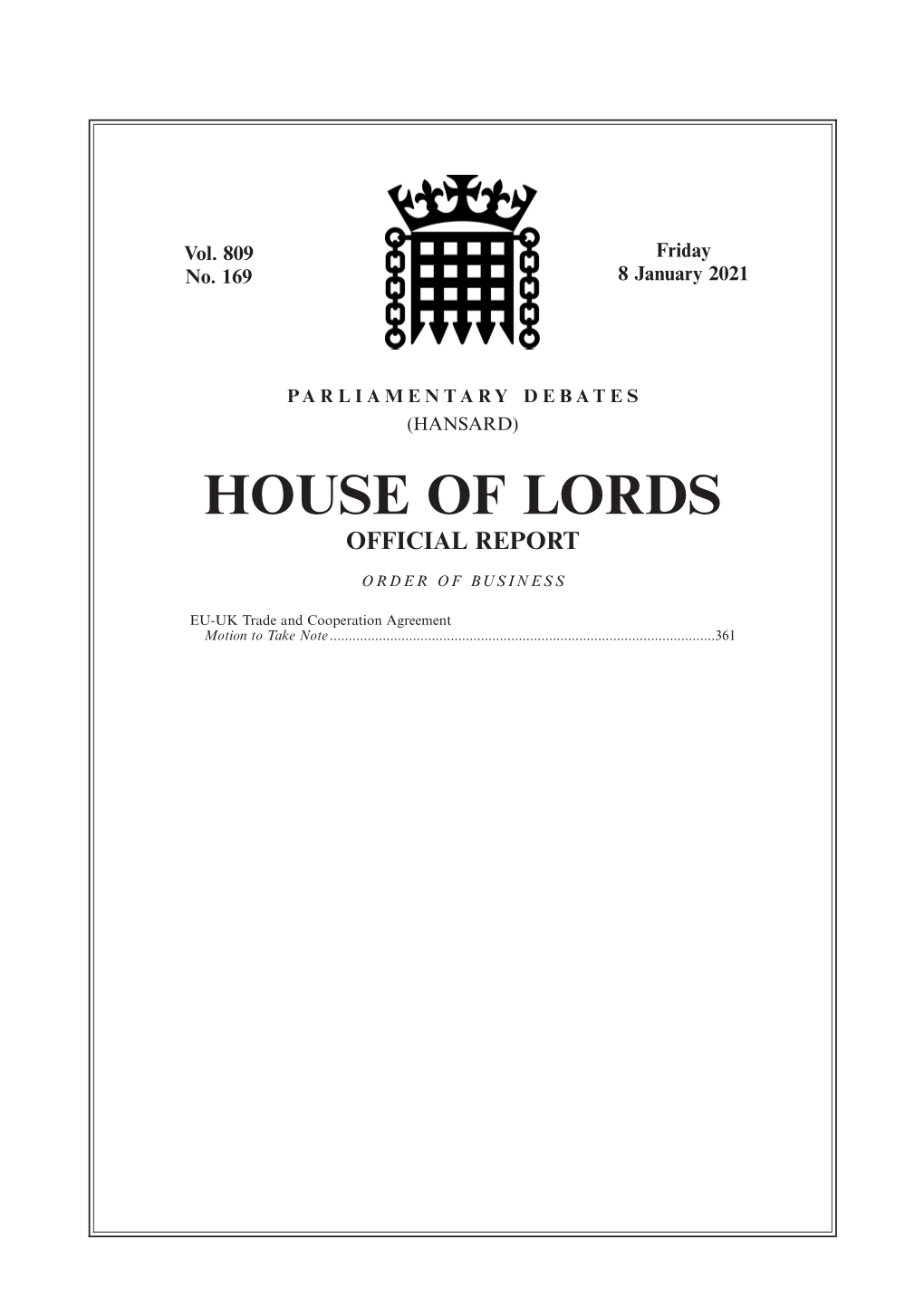 House of Lords Official Report