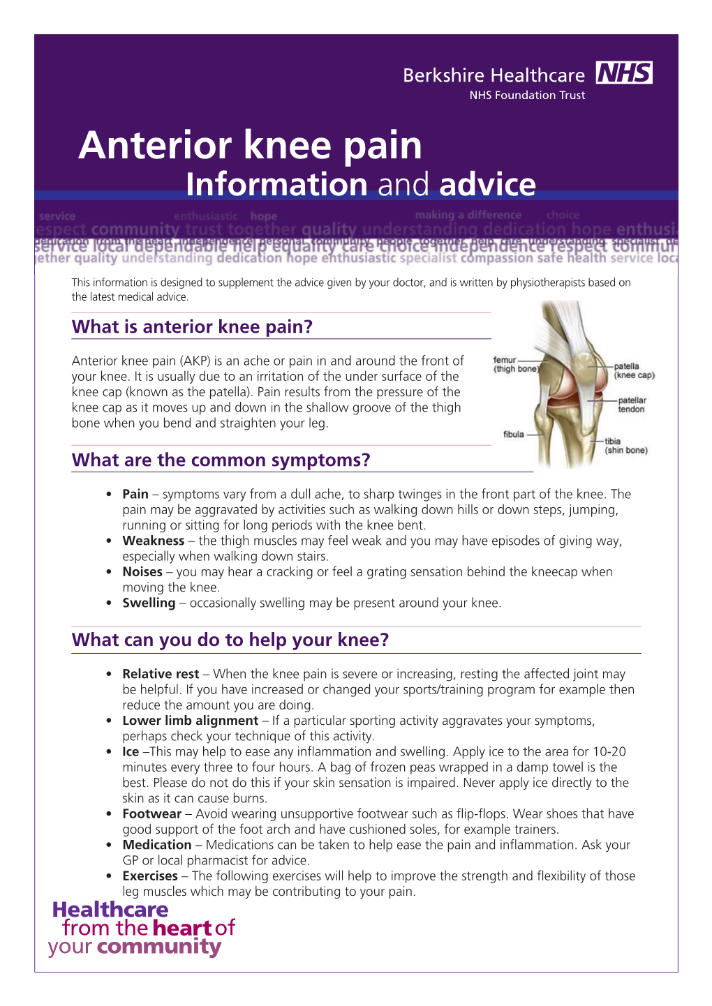 Anterior Knee Pain Information and Advice