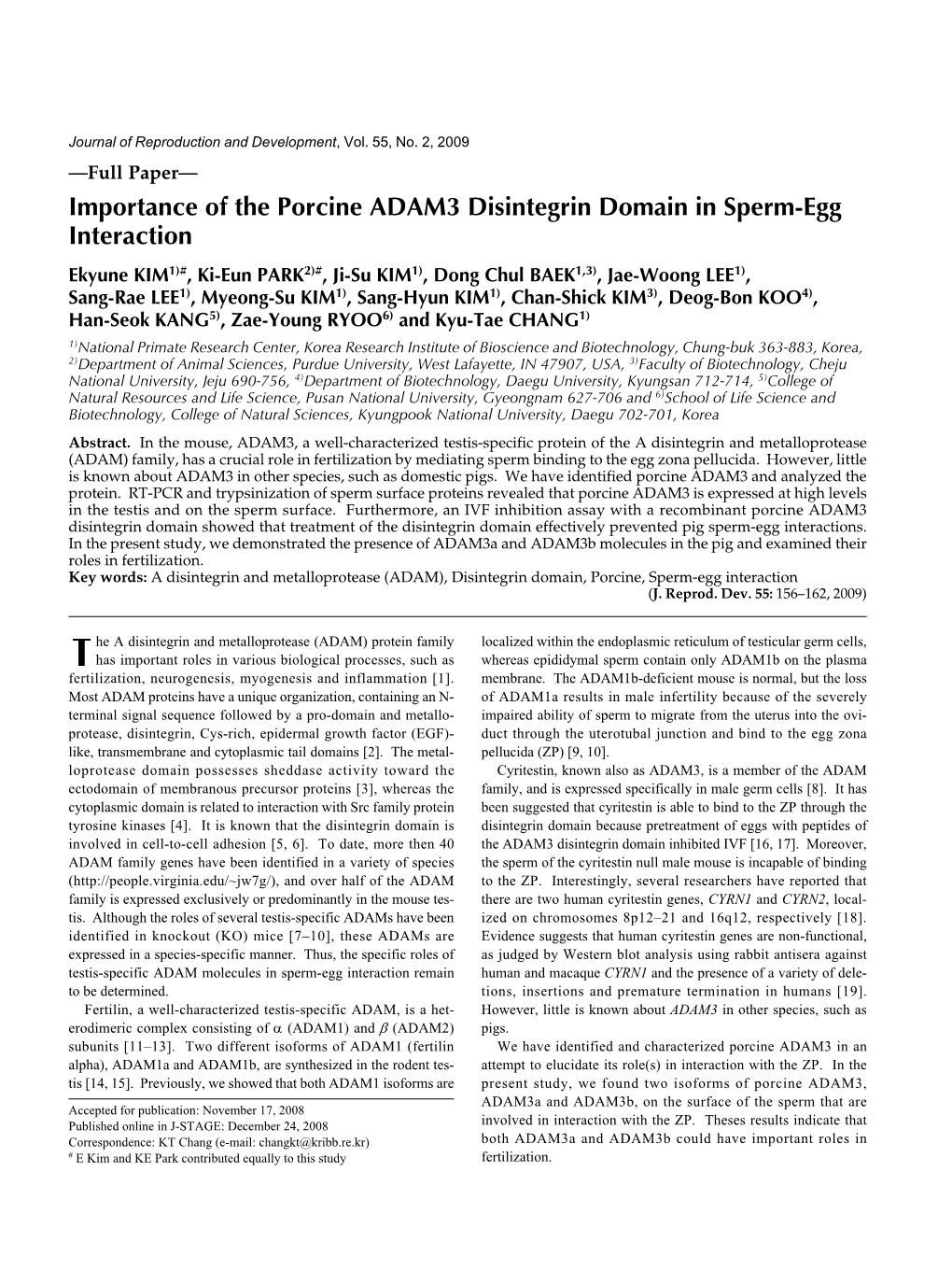 Importance of the Porcine ADAM3 Disintegrin Domain in Sperm-Egg