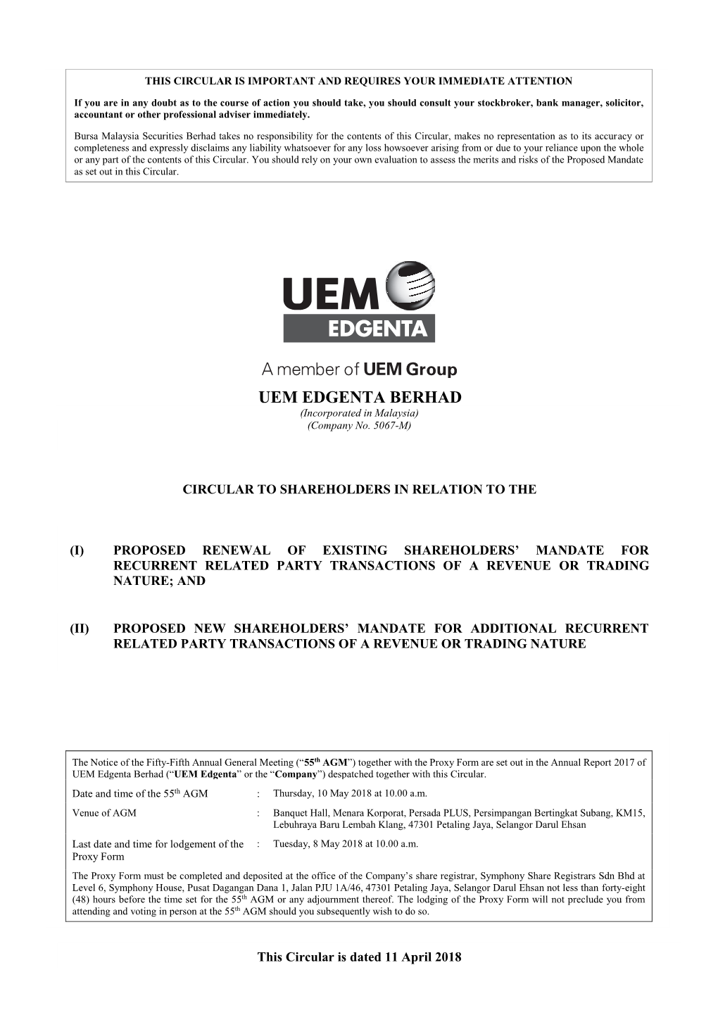 Uem Edgenta Berhad Uem Edgenta Berhad Uem