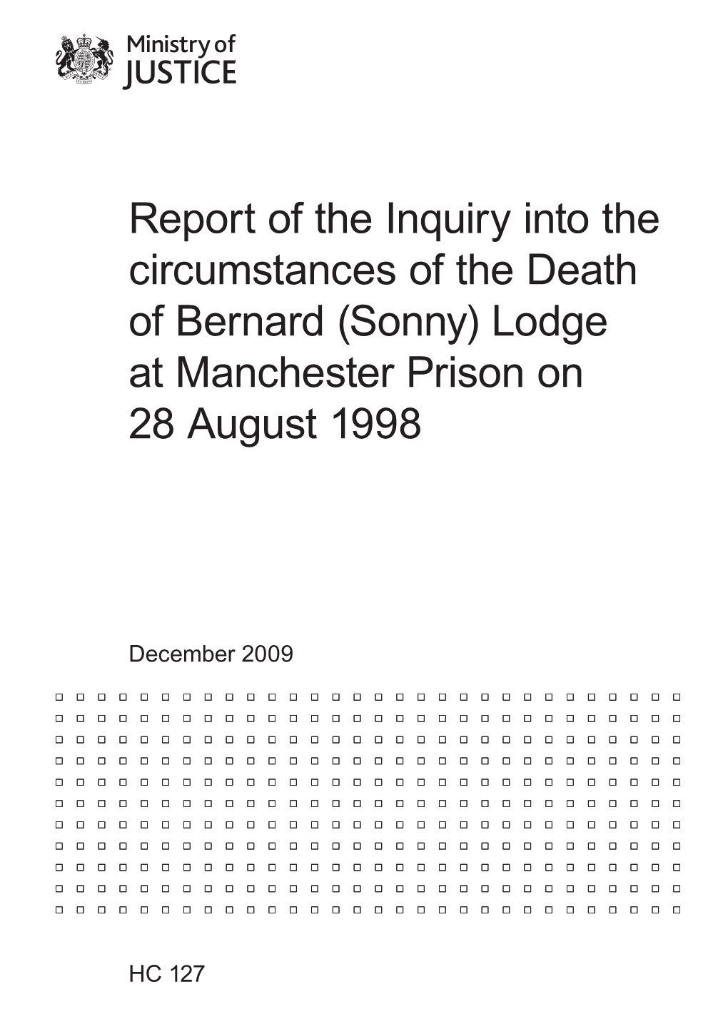 (Sonny) Lodge at Manchester Prison on 28 August 1998 HC