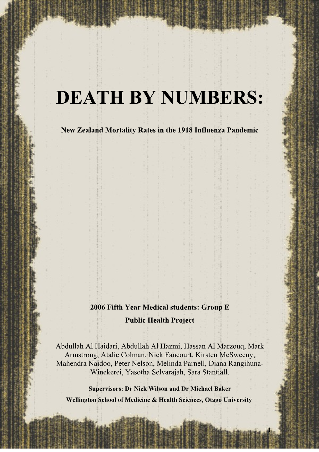 New Zealand Mortality Rates in the 1918 Influenza Pandemic