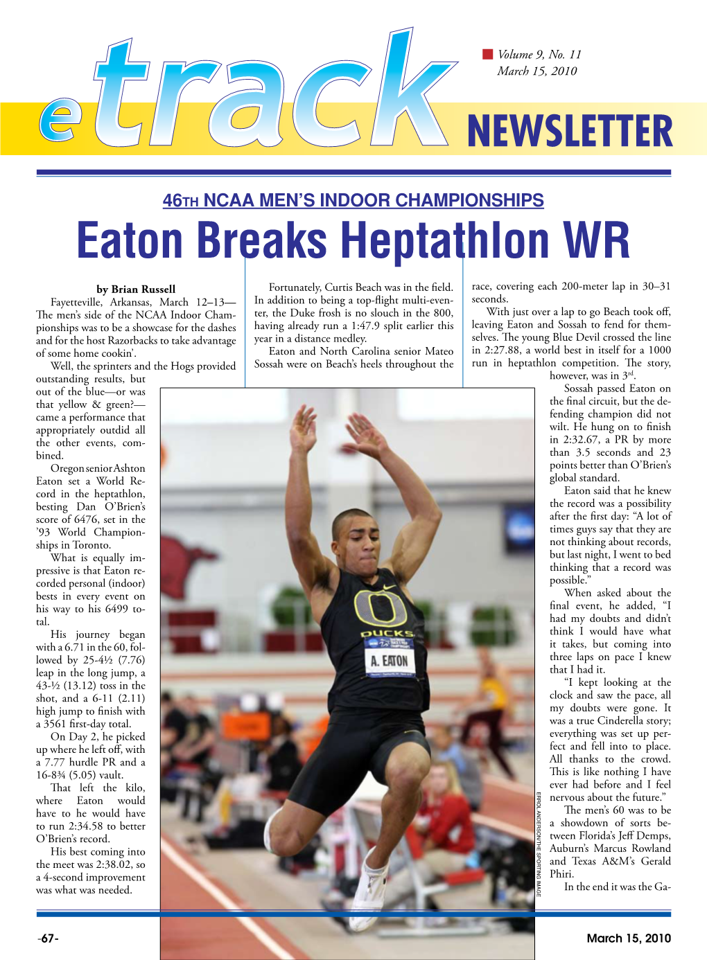 Eaton Breaks Heptathlon WR