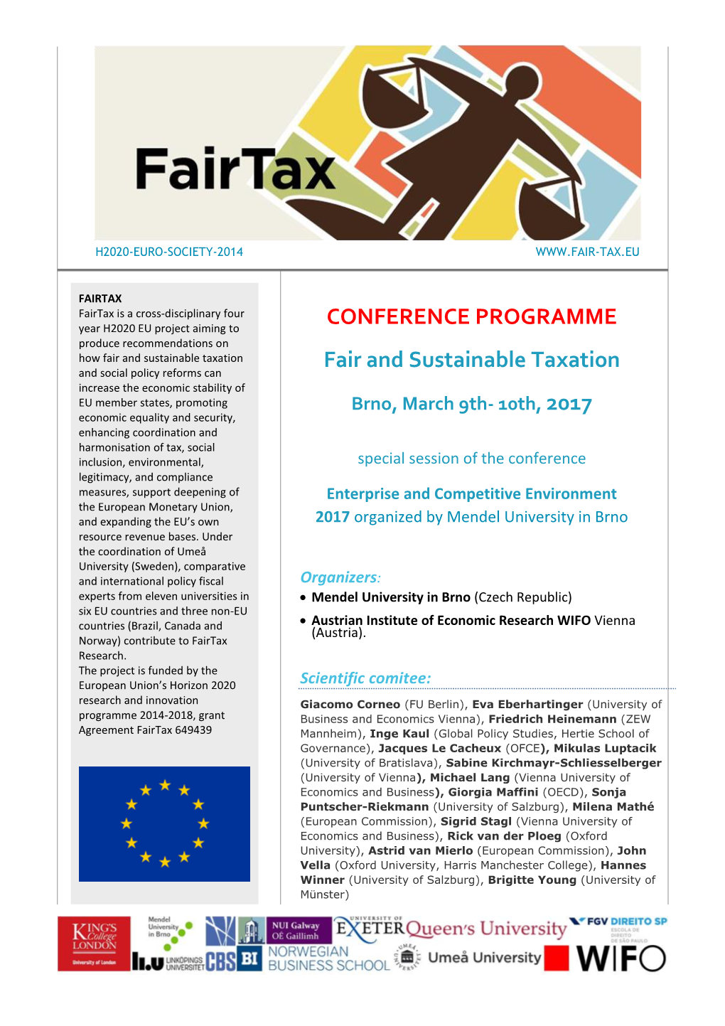 CONFERENCE PROGRAMME Fair and Sustainable Taxation