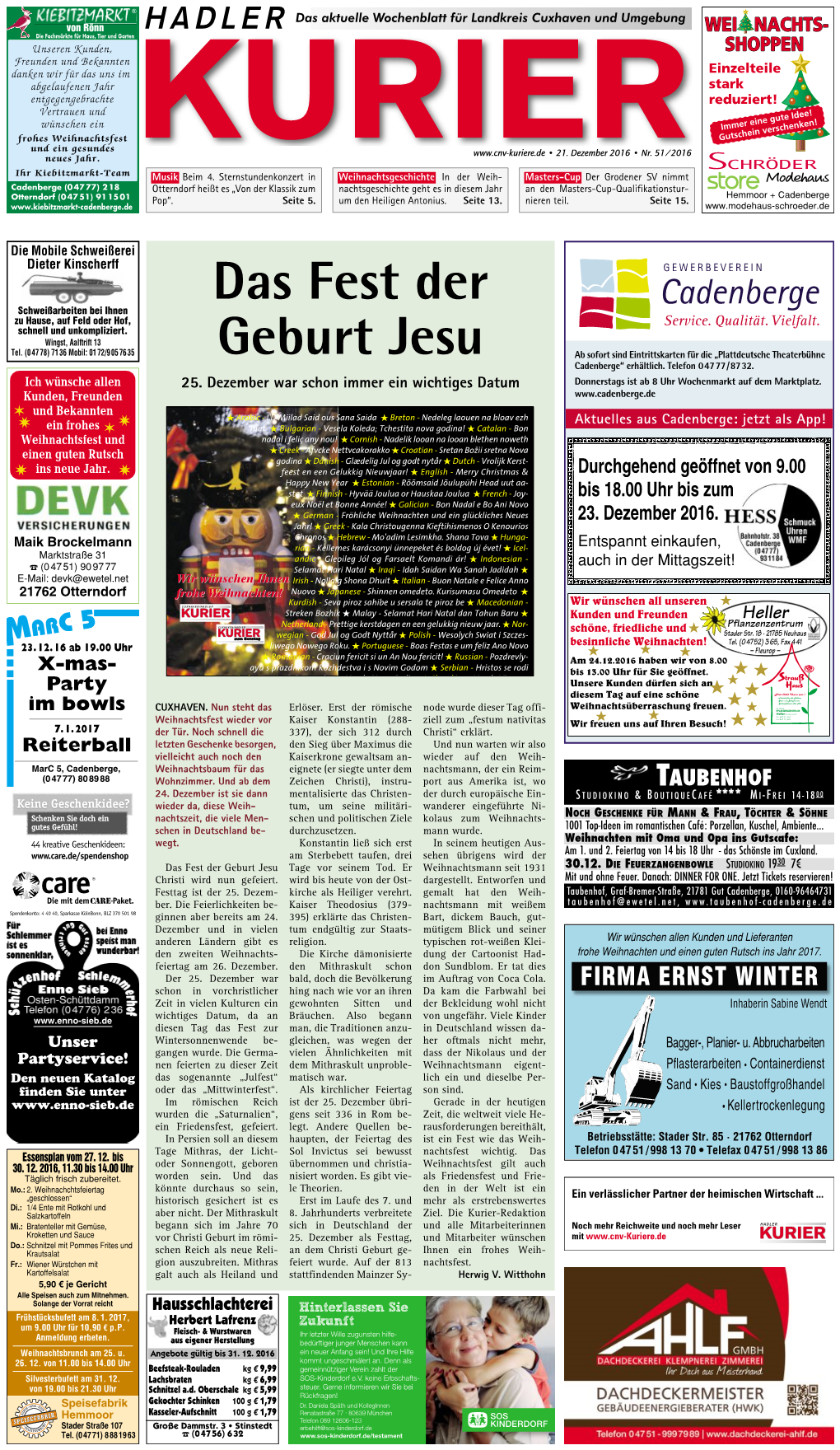 Das Fest Der Geburt Jesu Tage Vor Seinem Tod