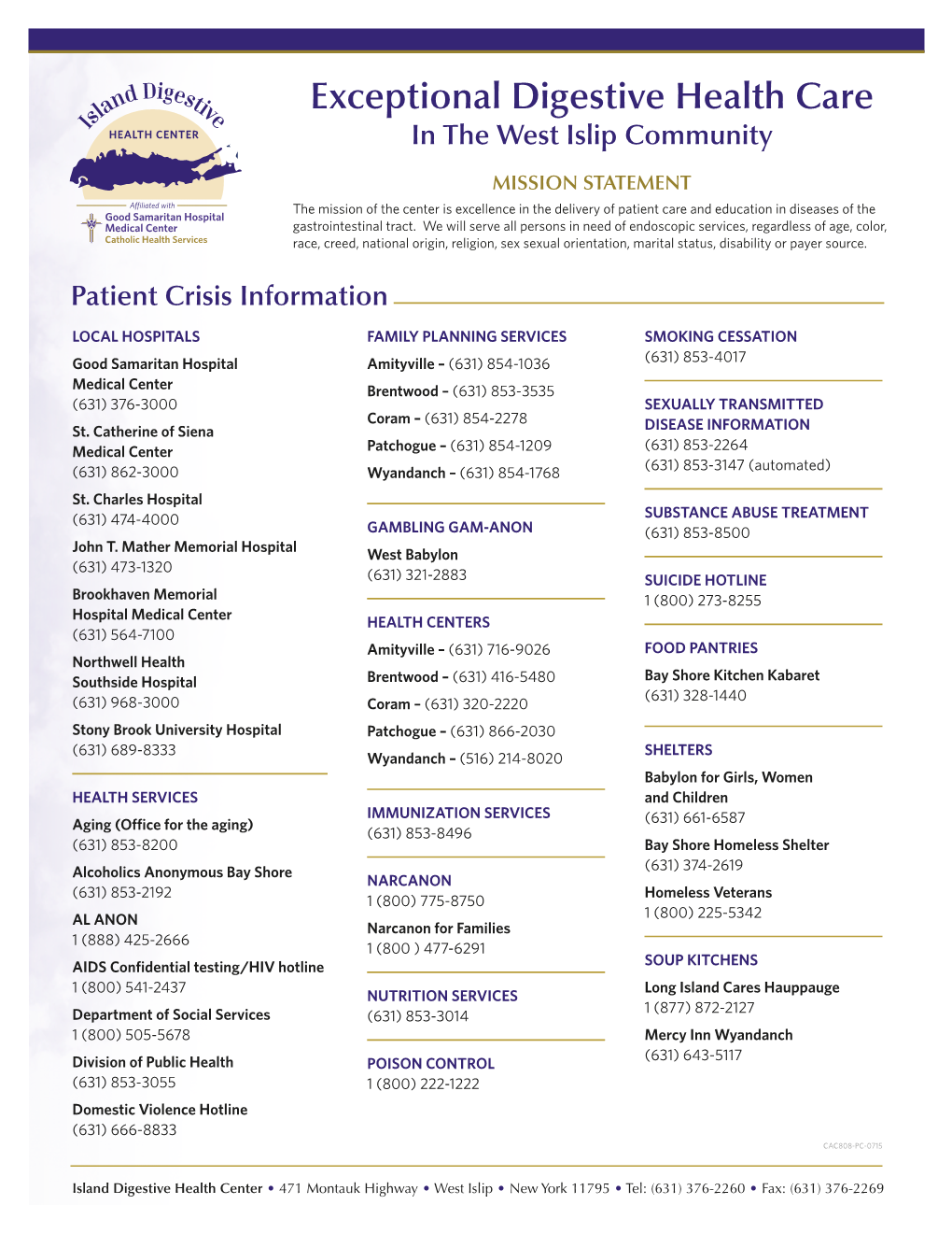 Patient Crisis Information