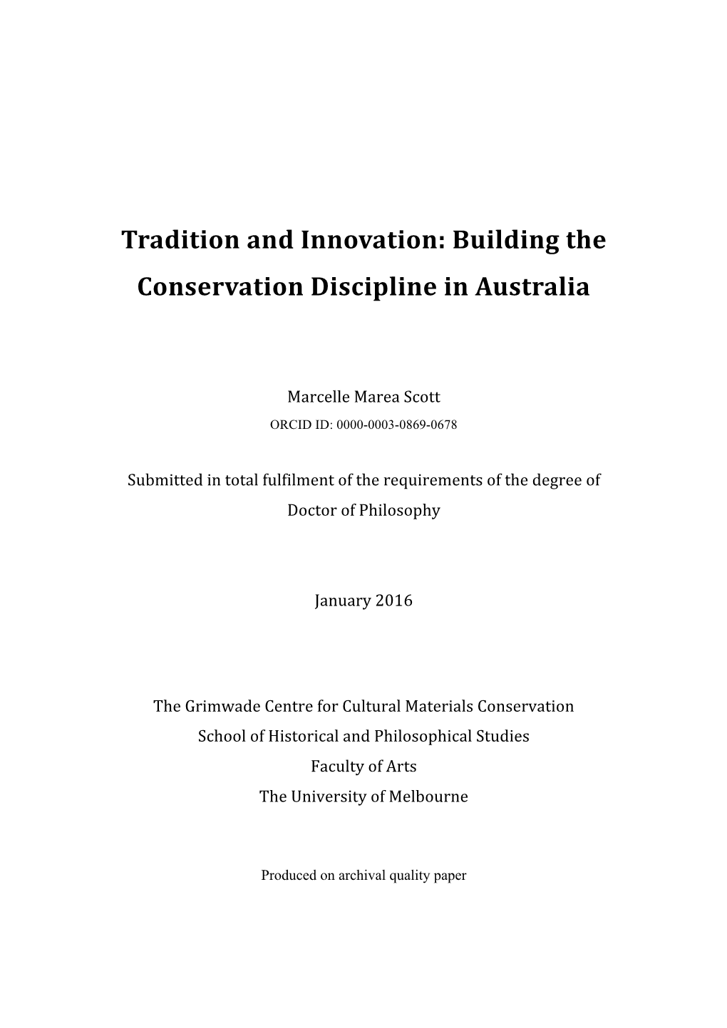 Building the Conservation Discipline in Australia