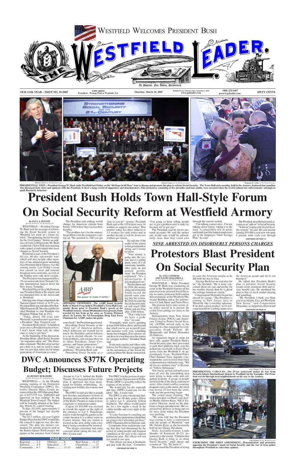 President Bush Holds Town Hall-Style Forum on Social Security Reform at Westfield Armory by PAUL J