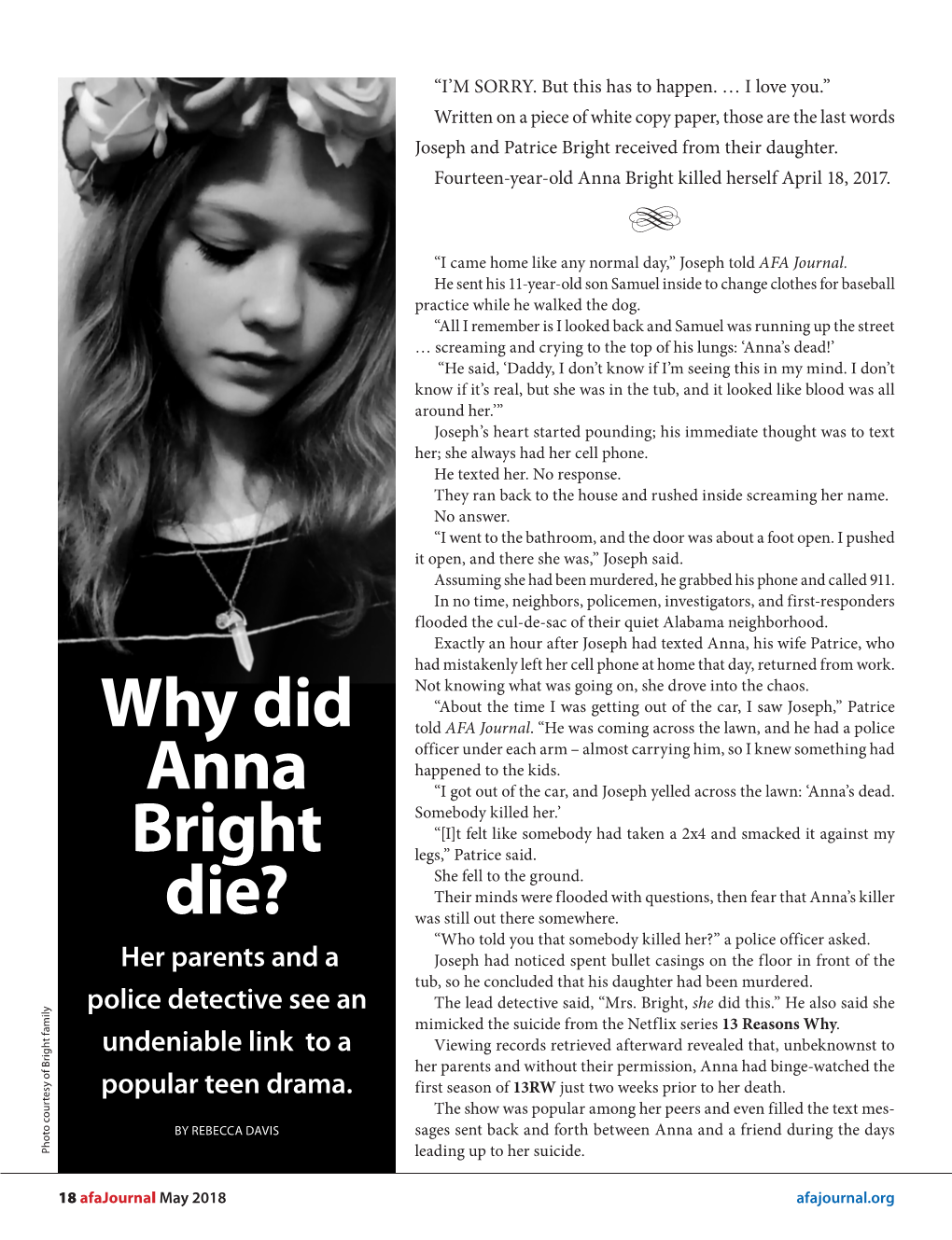 Why Did Anna Bright Die?