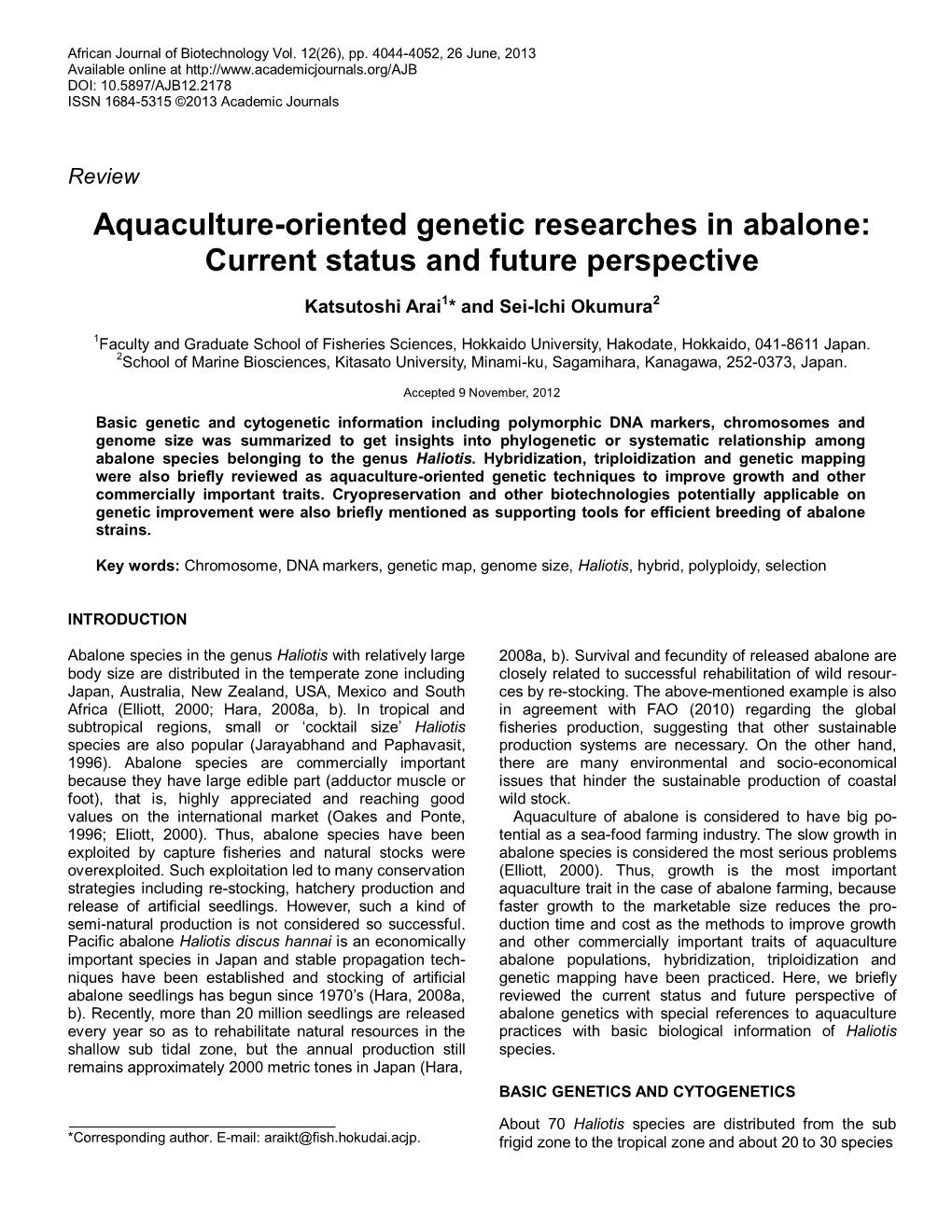 Aquaculture-Oriented Genetic Researches in Abalone: Current Status and Future Perspective