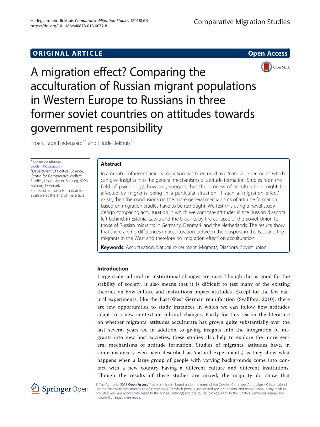 A Migration Effect? Comparing the Acculturation of Russian Migrant