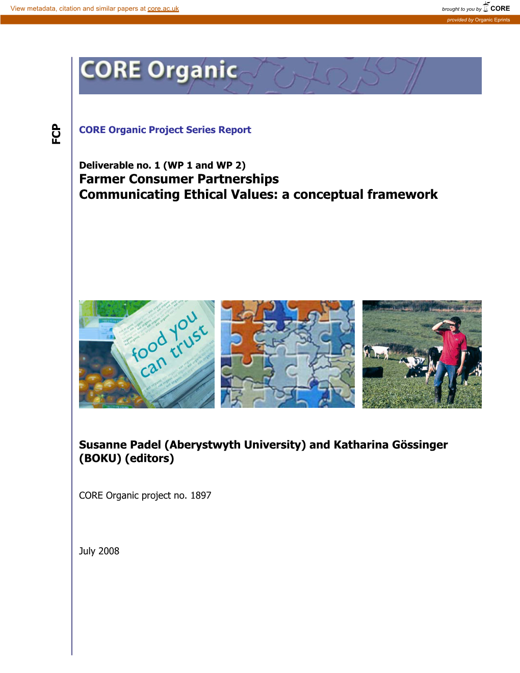 Farmer Consumer Partnerships Communicating Ethical Values: a Conceptual Framework