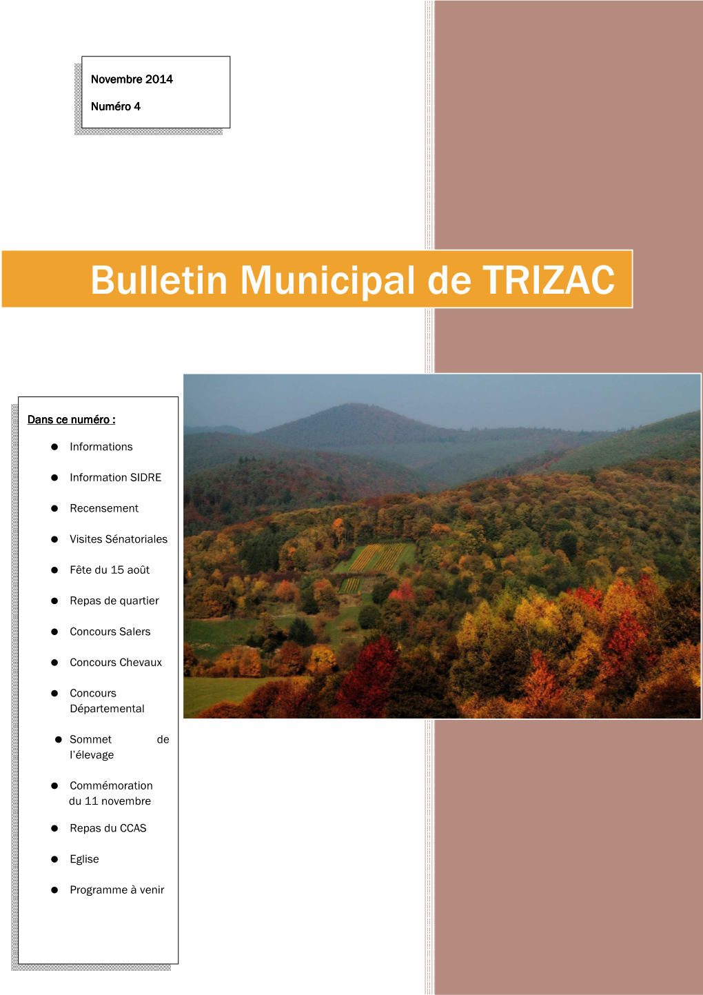 Bulletin Municipal De TRIZAC