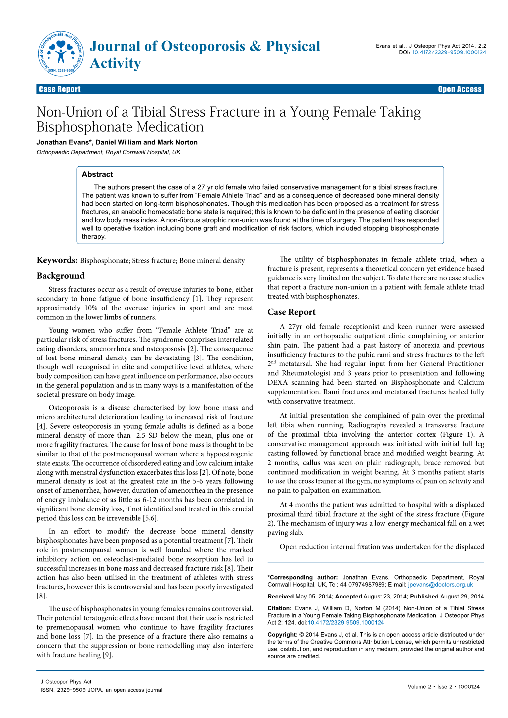 Non-Union of a Tibial Stress Fracture in a Young Female Taking