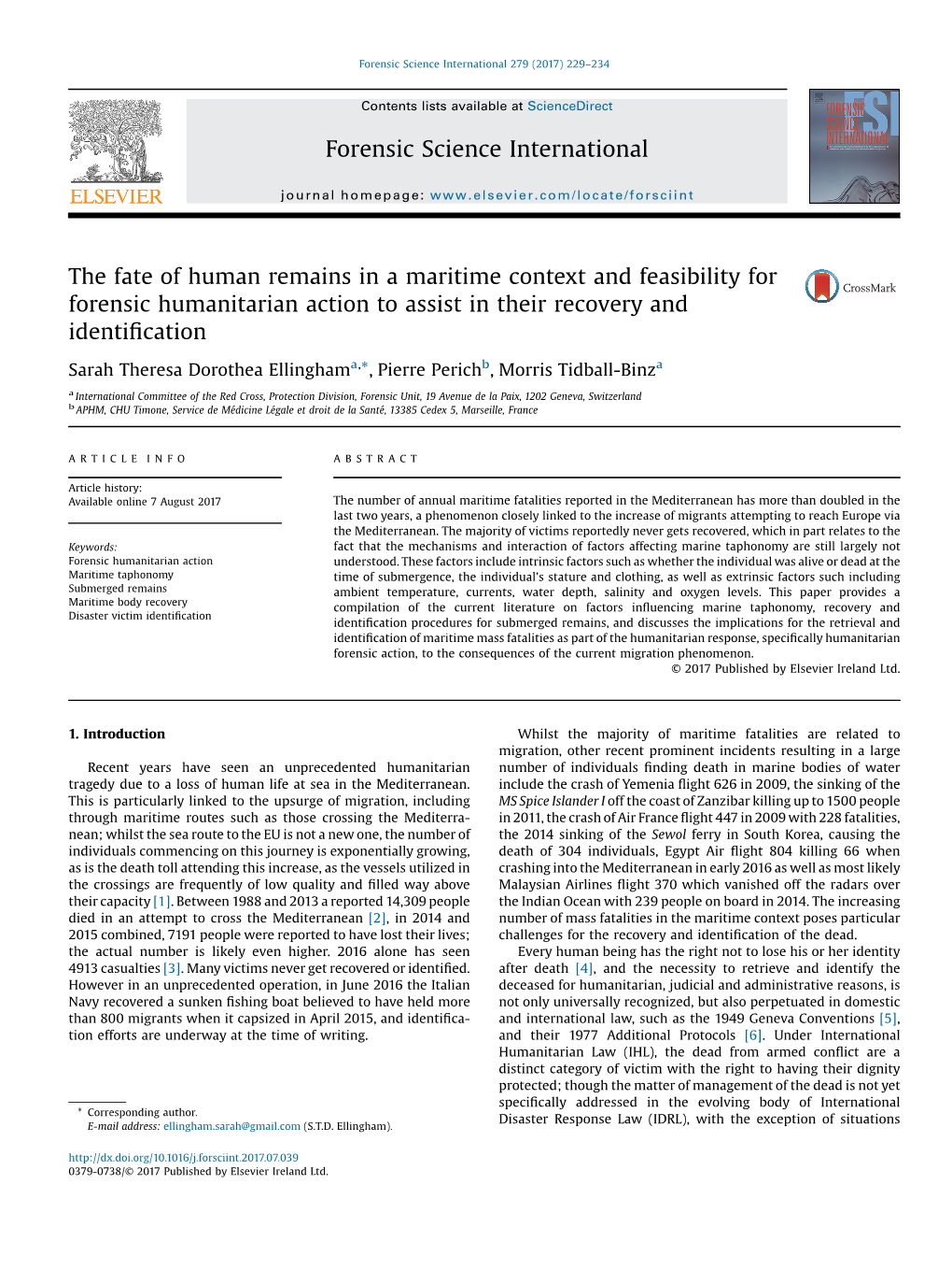 The Fate of Human Remains in a Maritime Context and Feasibility For