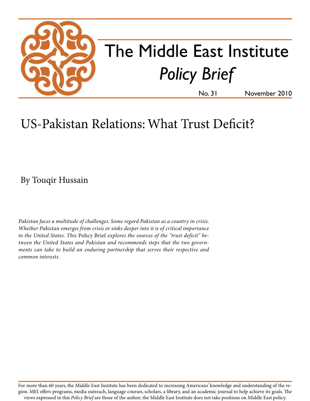 The Middle East Institute Policy Brief No