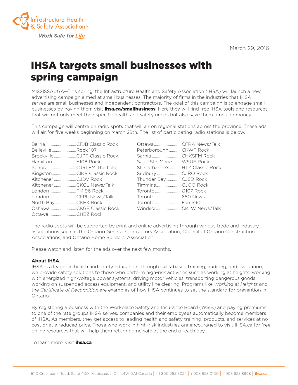 IHSA Targets Small Businesses with Spring Campaign