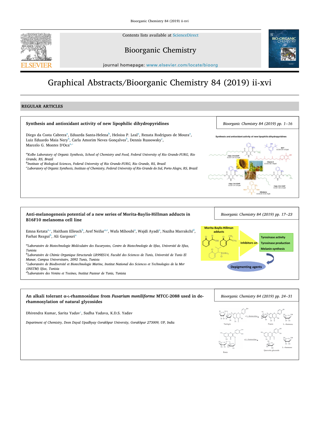 Bioorganic Chemistry 84 (2019) Ii-Xvi