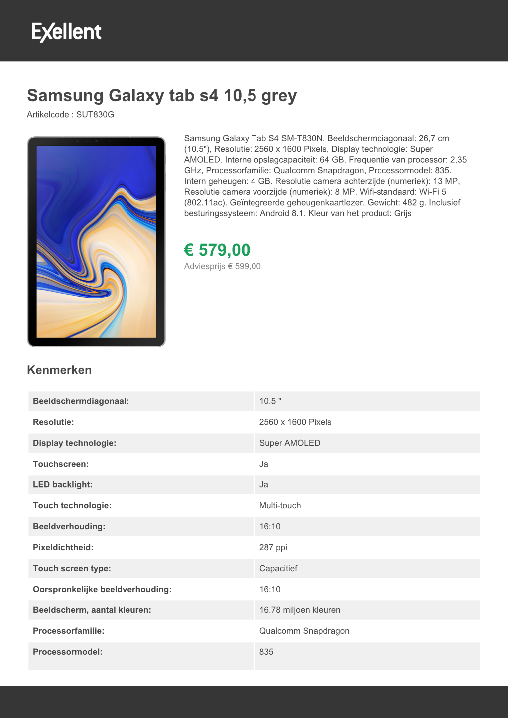 Samsung Galaxy Tab S4 10,5 Grey | PDF Download