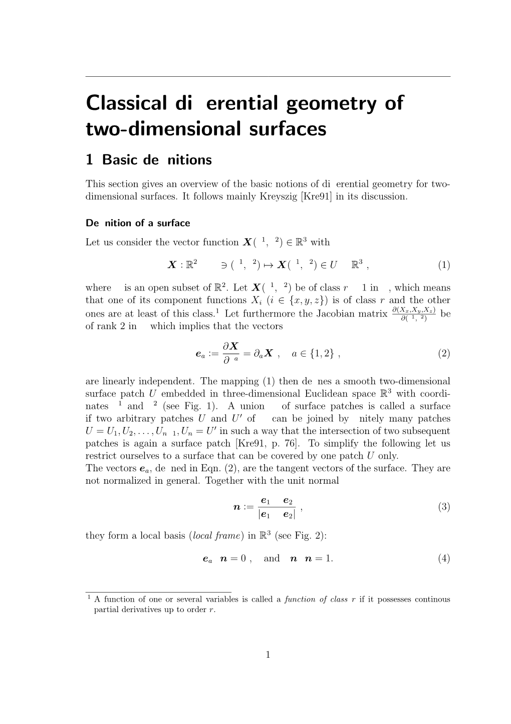 Classical Differential Geometry of Two-Dimensional Surfaces