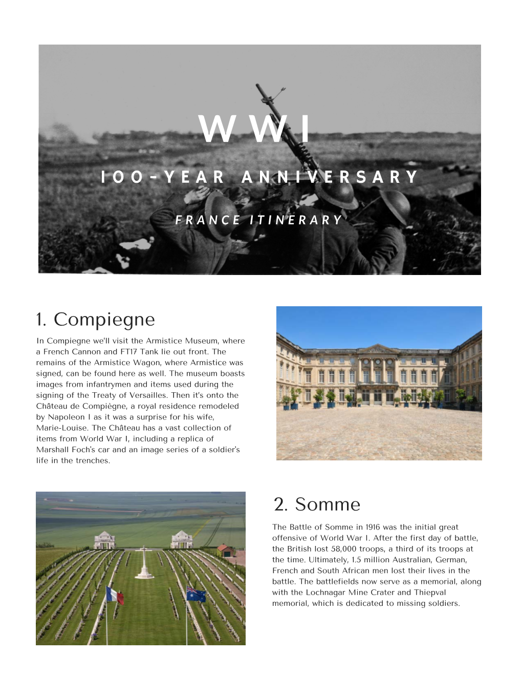 WWI 100 Year Anniversary | Group Itinerary | Europe Express