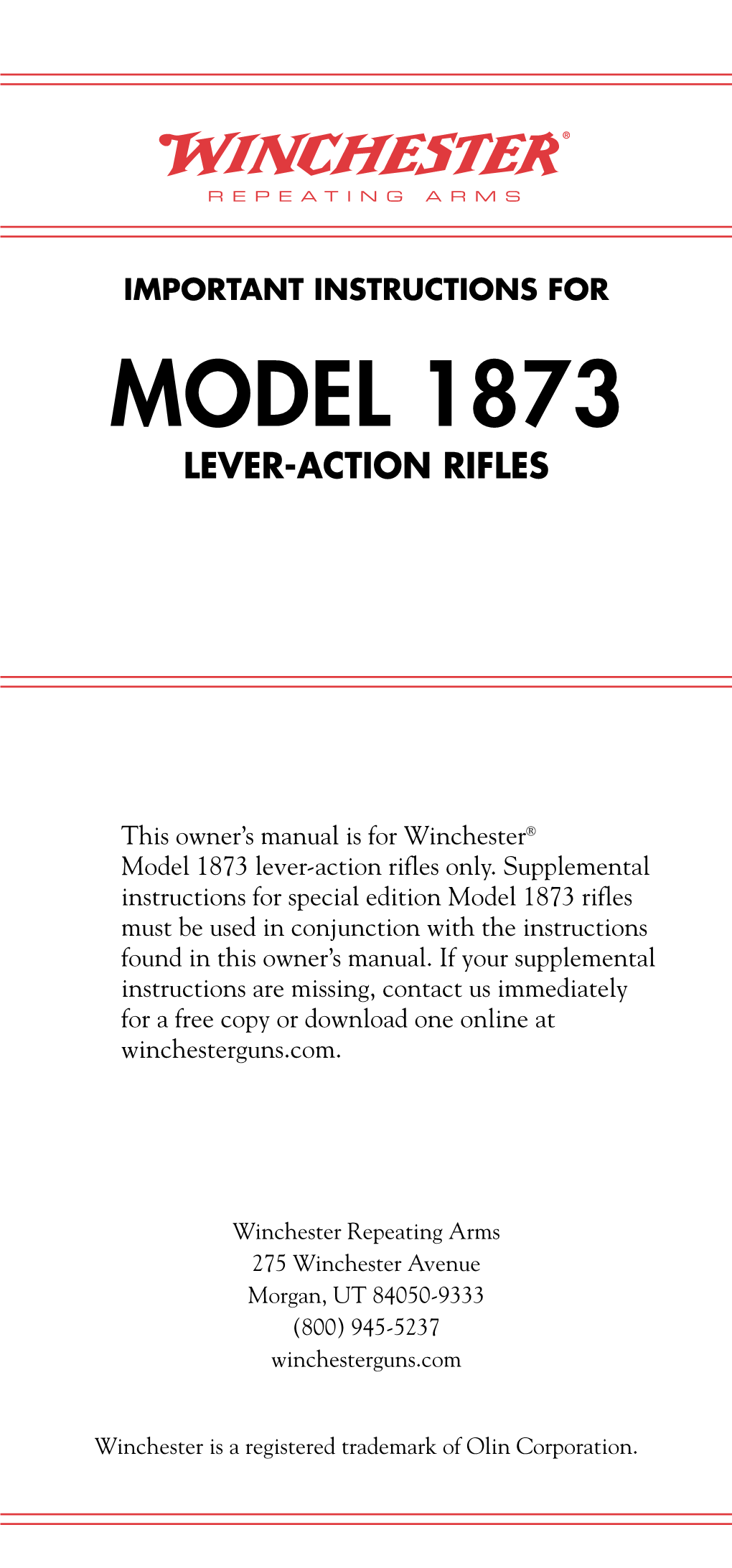 Model 1873 Lever-Action Rifles