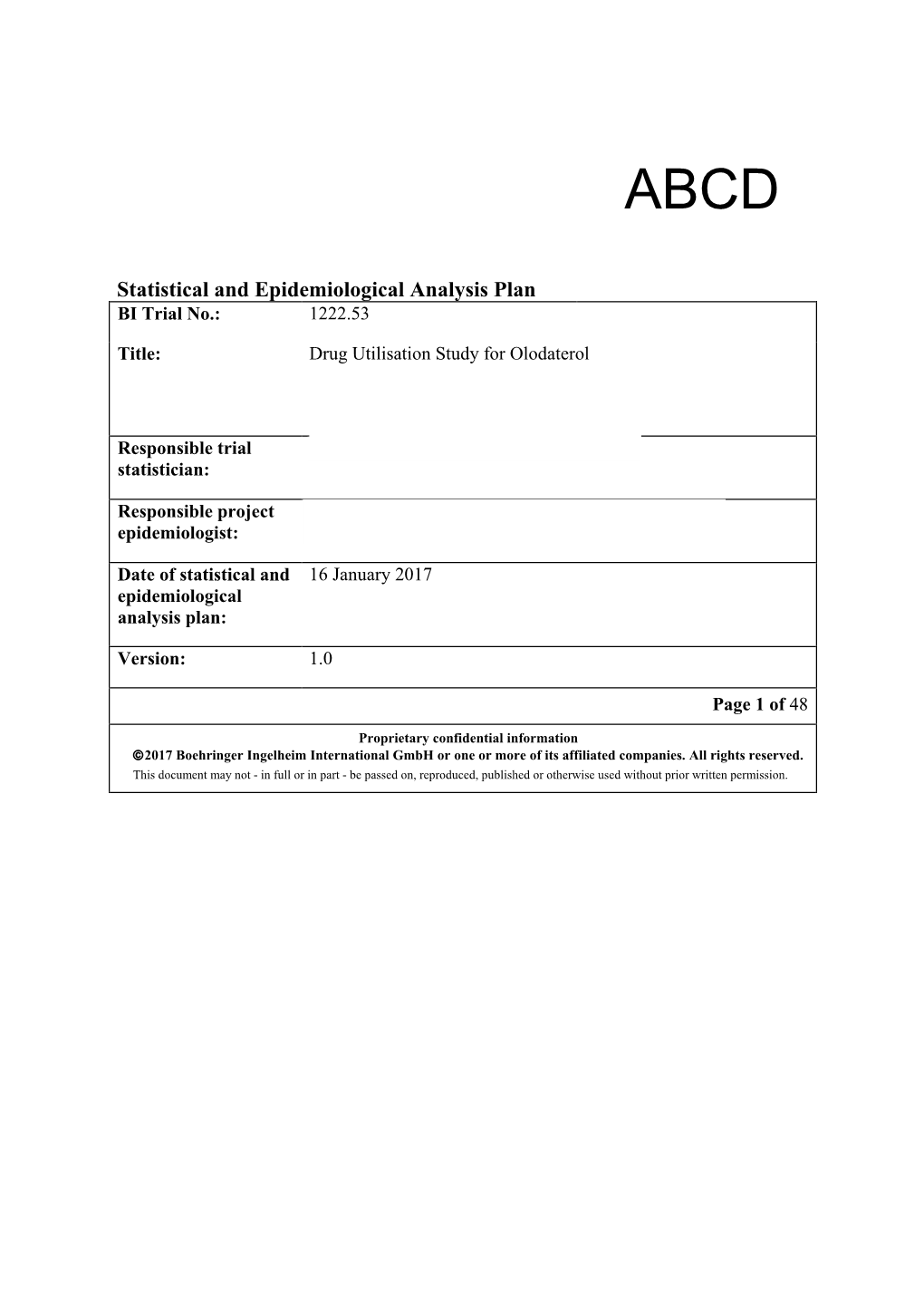 Statistical Analysis Plan