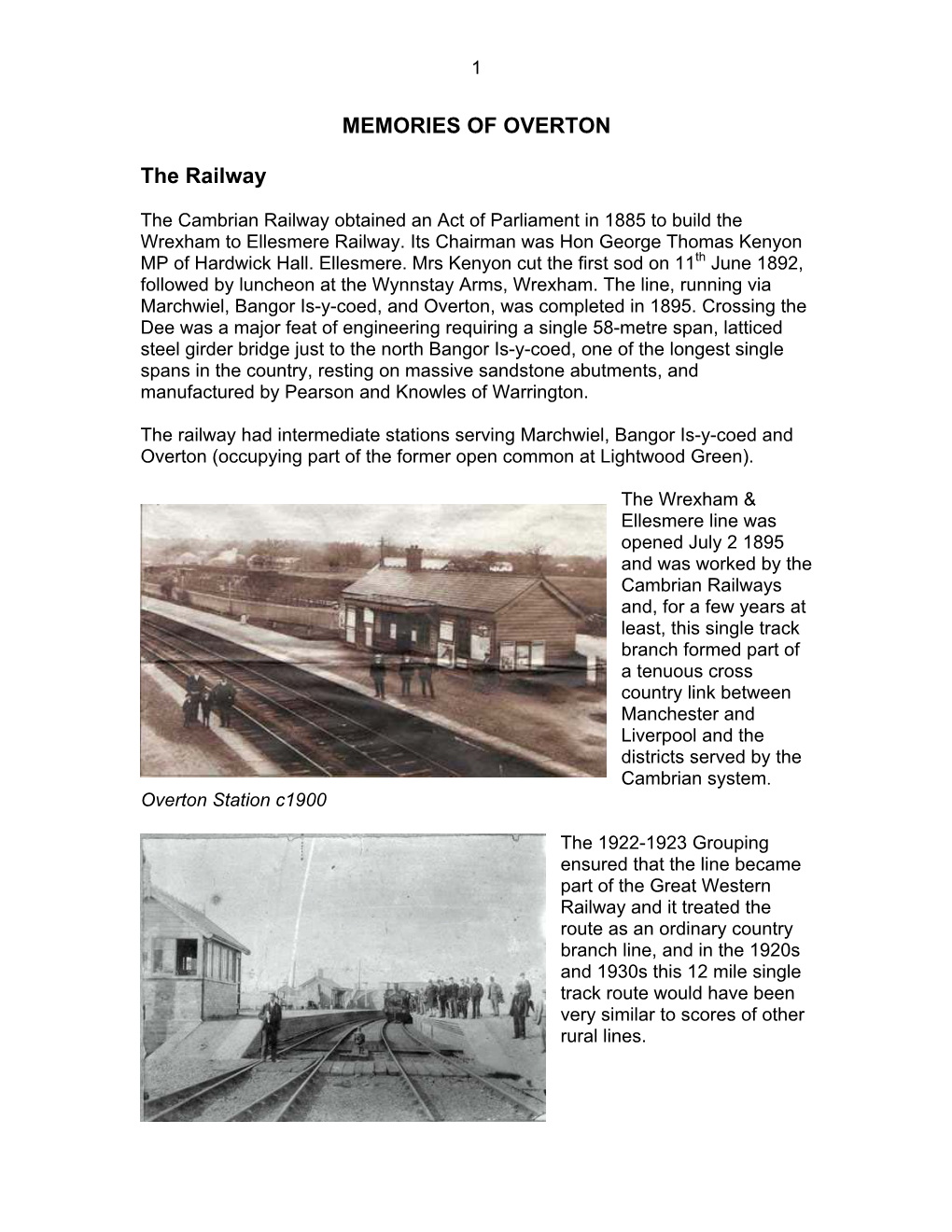 MEMORIES of OVERTON the Railway