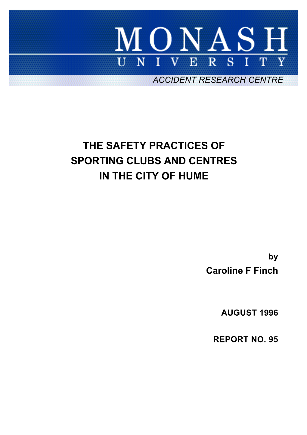Safety Practices of Sporting Clubs & Centres in the City of Hume