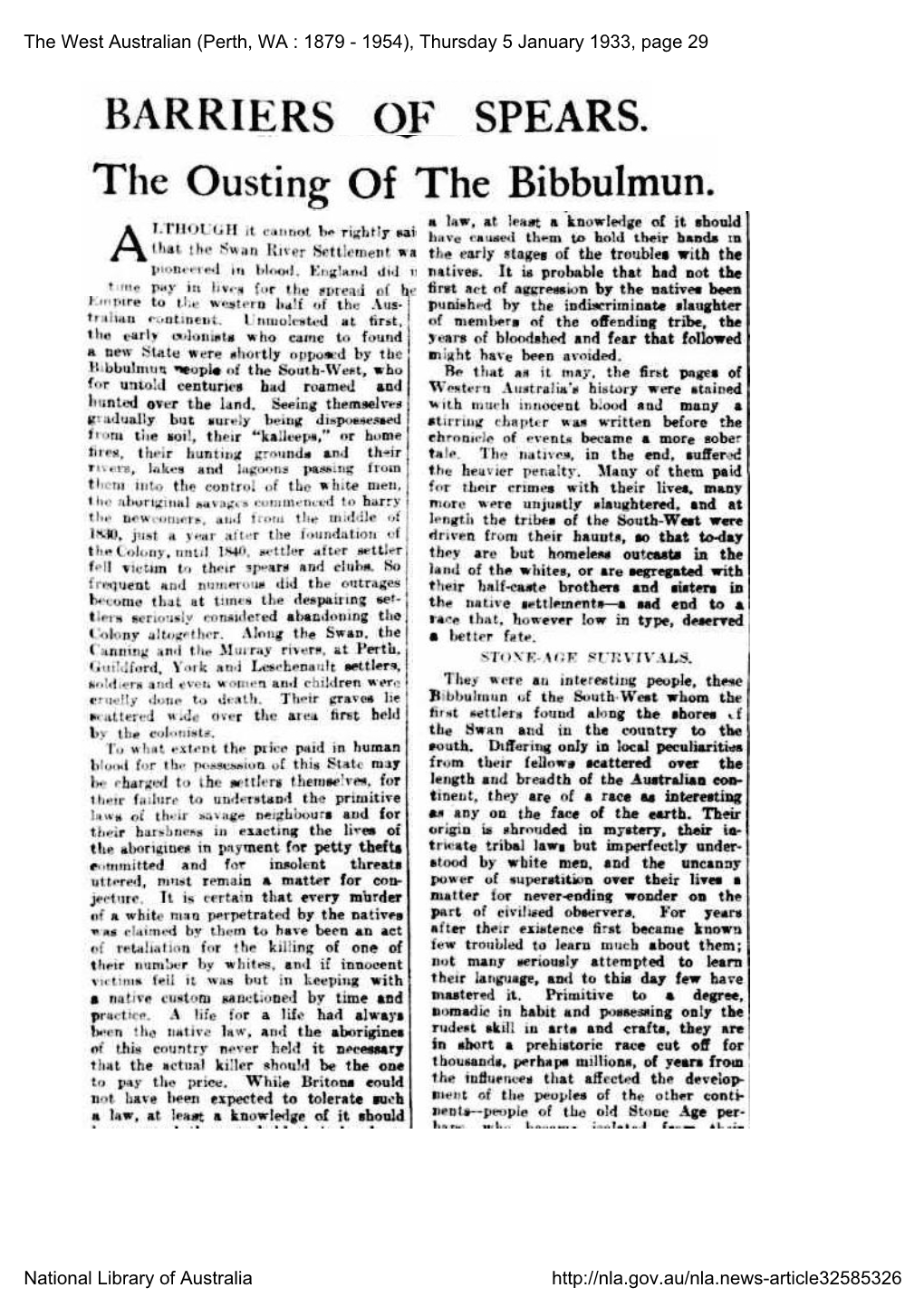 The West Australian (Perth, WA : 1879 - 1954), Thursday 5 January 1933, Page 29