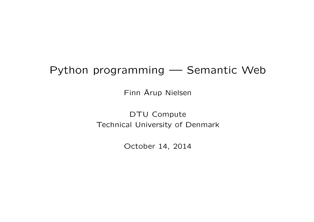 Python Programming — Semantic Web