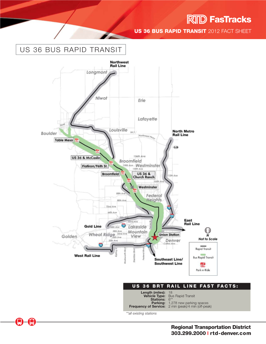 Fastracks US 36 BUS RAPID TRANSIT 2012 FACT SHEET