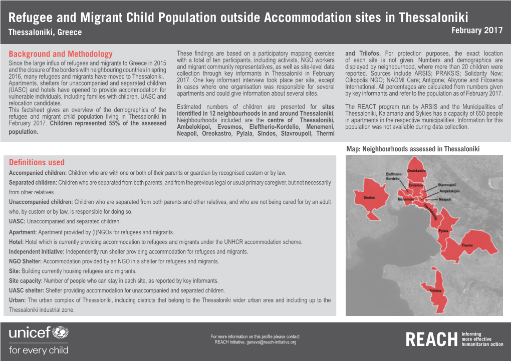 Refugee and Migrant Child Population Outside Accommodation Sites in Thessaloniki Thessaloniki, Greece February 2017