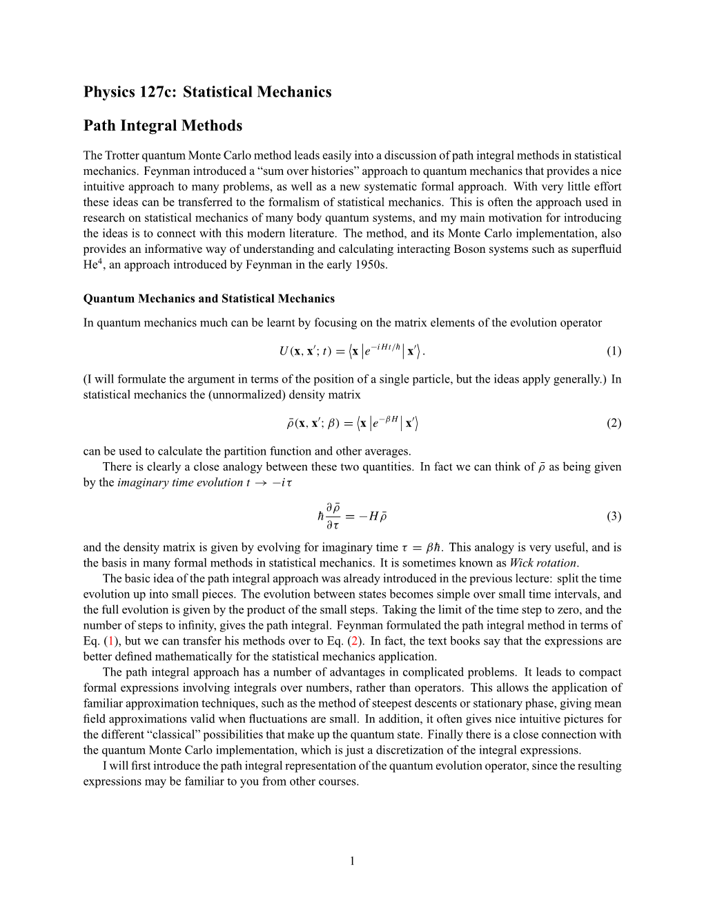 Path Integral Methods