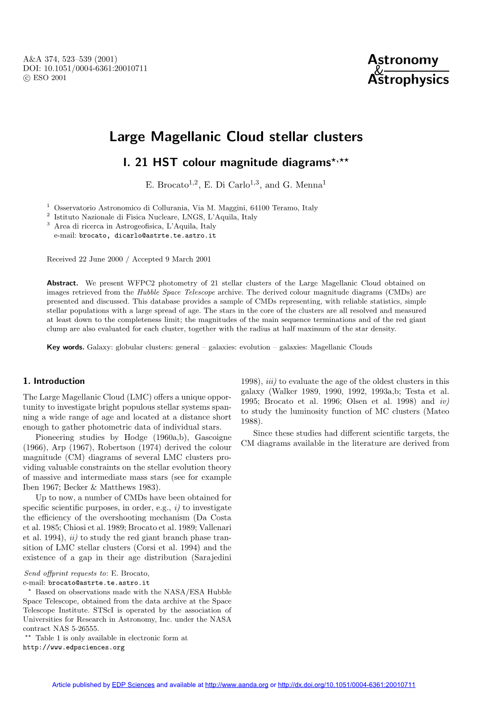 Large Magellanic Cloud Stellar Clusters