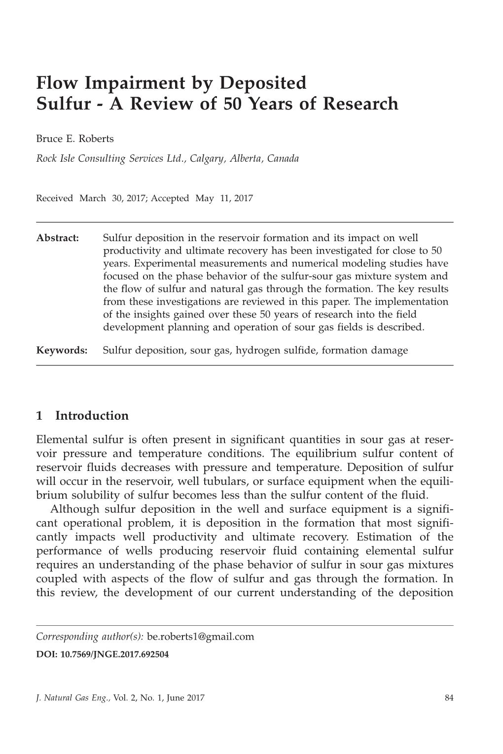 Flow Impairment by Deposited Sulfur - a Review of 50 Years of Research