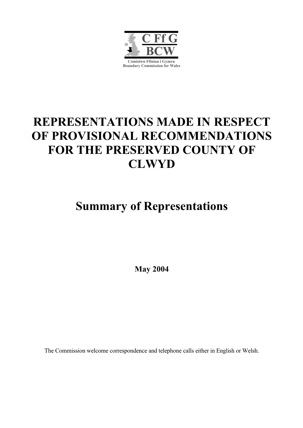 Clwyd Summary of Representations