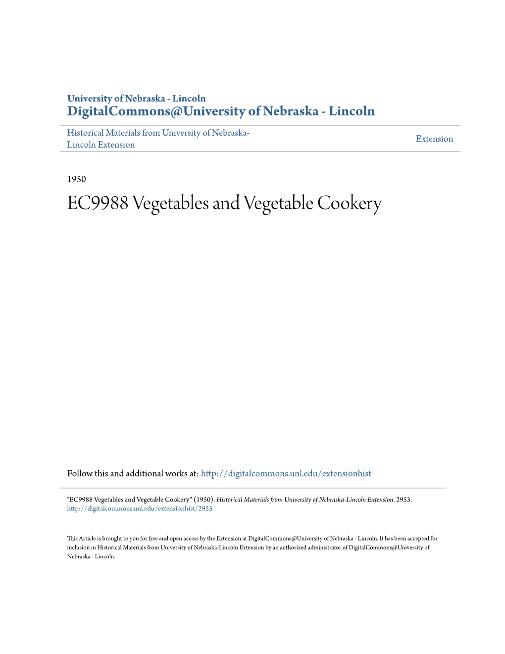 EC9988 Vegetables and Vegetable Cookery