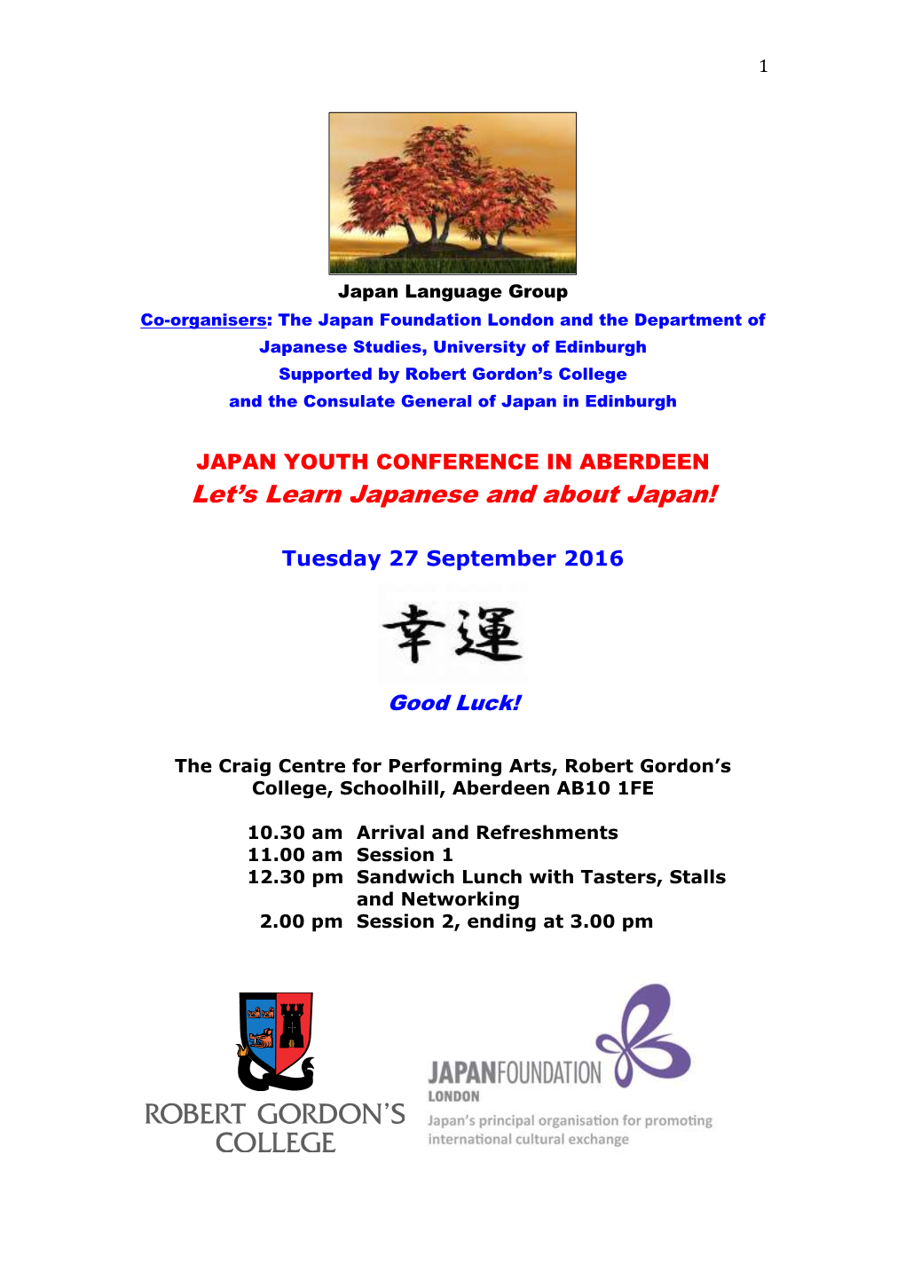 Japan Youth Conference Programme