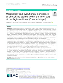Morphology and Evolutionary Significance of Phosphatic Otoliths