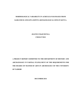 Morphological Variability in Acheulean Handaxes from Kariandusi And