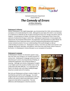 The Comedy of Errors by William Shakespeare First Performed Around 1594